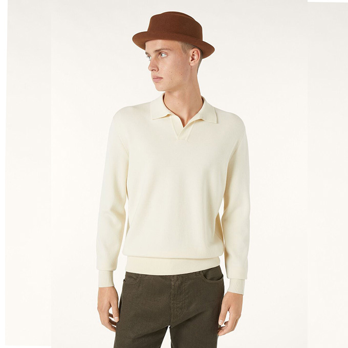 loro piana empire wool long-sleeve polo shirt